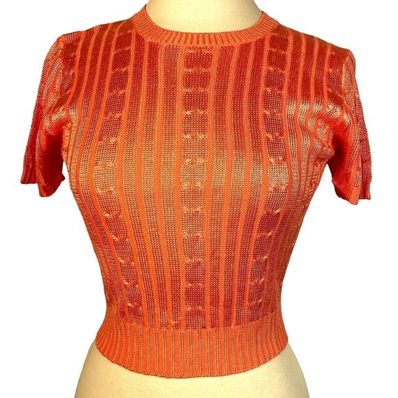 One on One Croped knit Top size small orange - Picture 1 of 13